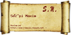 Sápi Maxim névjegykártya